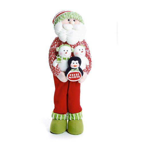 Tamanhos, Medidas e Dimensões do produto Enfeite Orlando Noel com Bonequinhos Feliz Natal em Pé Vermelho Verde 75 Cm 75 X 15 Cm