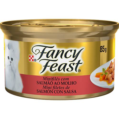 Tamanhos, Medidas e Dimensões do produto Enlatado para Gatos Sabor Salmão ao Molho Minifilés 85g - Fancy Feast