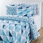 Tamanhos, Medidas e Dimensões do produto Enxoval Cama King Geometry 7 Peças Azul - Casa & Conforto