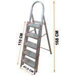 Tamanhos, Medidas e Dimensões do produto Escada Alumínio 5 Duplos Degraus Reforçada e Segura ART FACTORY