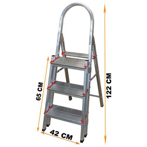 Tamanhos, Medidas e Dimensões do produto Escada Banqueta Alumínio 3 Degraus Duplos Reforçada 120 KG