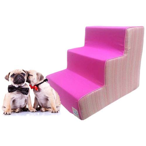 Tamanhos, Medidas e Dimensões do produto Escada Cachorro Escadinha Cachorrinho Idoso Cão Pet Porte Pequeno Trançado Rosa