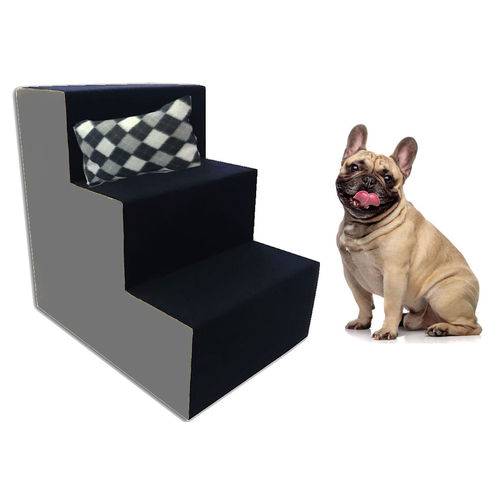Tamanhos, Medidas e Dimensões do produto Escada para Cães e Gatos 3 Degraus - Courino Cinza e Carpete