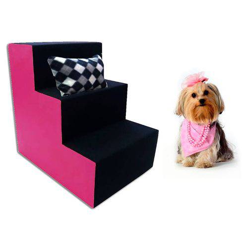 Tamanhos, Medidas e Dimensões do produto Escada para Cães e Gatos 3 Degraus - Courino Rosa e Carpete