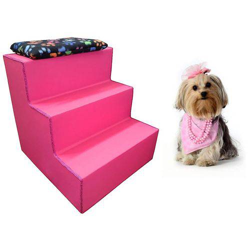 Tamanhos, Medidas e Dimensões do produto Escada Pet para Cães e Gatos 3 Degraus - Courino Pink