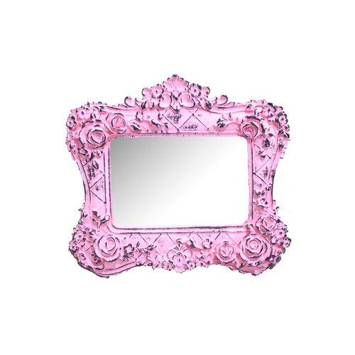 Tamanhos, Medidas e Dimensões do produto Espelho Alemanha Rosa Provençal em Resina - Arte Retrô - 18x20 Cm.