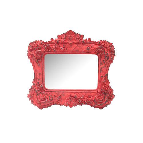 Tamanhos, Medidas e Dimensões do produto Espelho Alemanha Vermelho Provençal em Resina - Arte Retrô - 18x20 Cm.