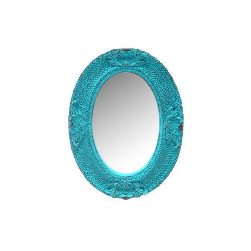 Tamanhos, Medidas e Dimensões do produto Espelho Bélgica Azul Provençal em Resina - Arte Retrô - 20x15 Cm.