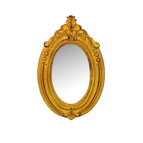 Tamanhos, Medidas e Dimensões do produto Espelho Bulgária Amarelo Provençal em Resina - Arte Retrô - 22x14 Cm.