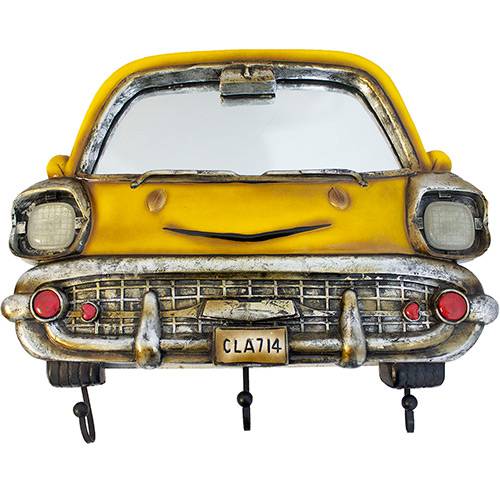 Tamanhos, Medidas e Dimensões do produto Espelho com Frente de Carro 54x62x6cm Resina Amarelo - Oldway
