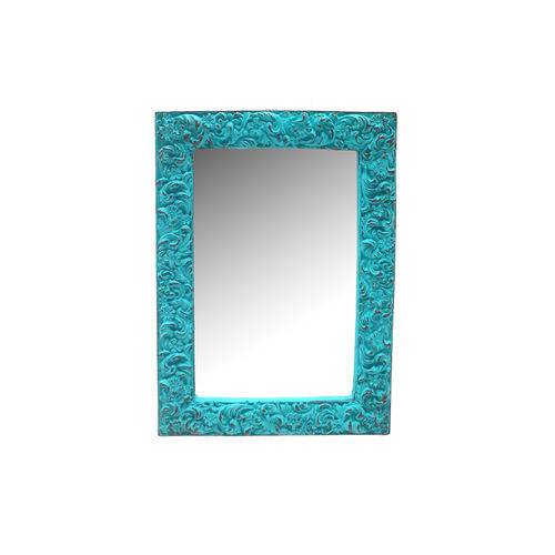 Tamanhos, Medidas e Dimensões do produto Espelho Egito Azul Provençal em Resina - Arte Retrô - 18x13 Cm.