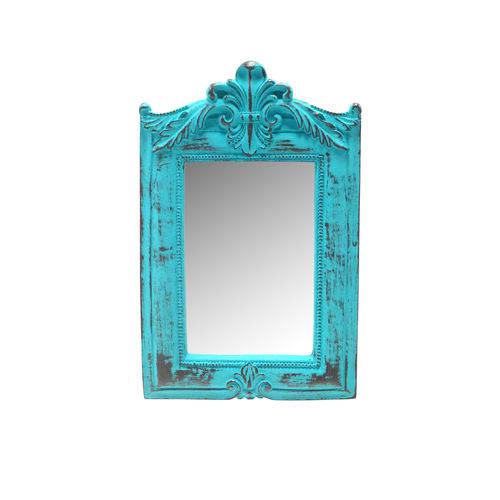 Tamanhos, Medidas e Dimensões do produto Espelho Haiti Azul Provençal em Resina - Arte Retrô - 22x15 Cm.