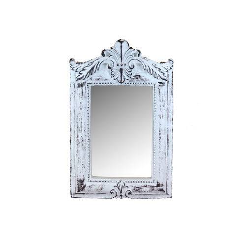 Tamanhos, Medidas e Dimensões do produto Espelho Haiti Branco Provençal em Resina - Arte Retrô - 22x15 Cm.