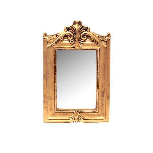 Tamanhos, Medidas e Dimensões do produto Espelho Haiti Ouro Velho em Resina - Arte Retrô - 22x15 Cm.