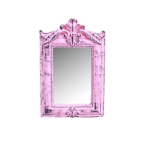 Tamanhos, Medidas e Dimensões do produto Espelho Haiti Rosa Provençal em Resina - Arte Retrô - 22x15 Cm.