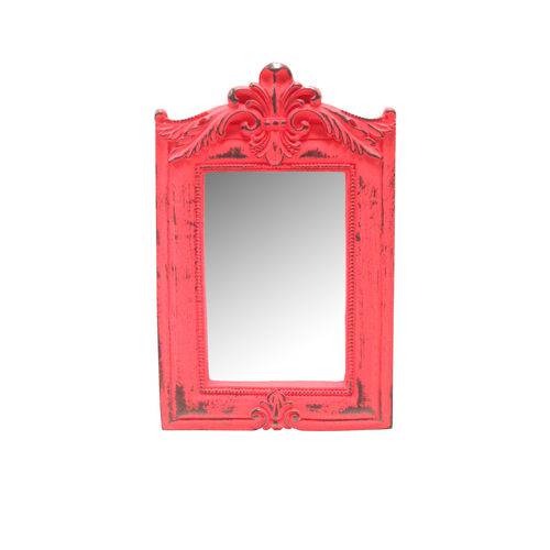 Tamanhos, Medidas e Dimensões do produto Espelho Haiti Vermelho Provençal em Resina - Arte Retrô - 22x15 Cm.