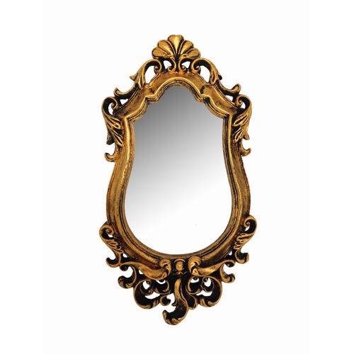 Tamanhos, Medidas e Dimensões do produto Espelho Holanda Ouro Velho em Resina - Arte Retrô - 37x20 Cm.