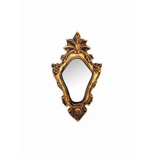 Tamanhos, Medidas e Dimensões do produto Espelho Irlanda Ouro Velho em Resina - Arte Retrô - 29x16 Cm.