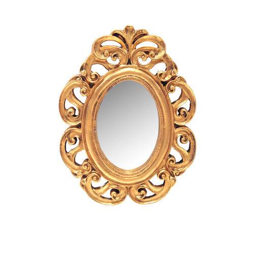 Tamanhos, Medidas e Dimensões do produto Espelho Itália Ouro Velho em Resina - Arte Retrô - 25x19 Cm.
