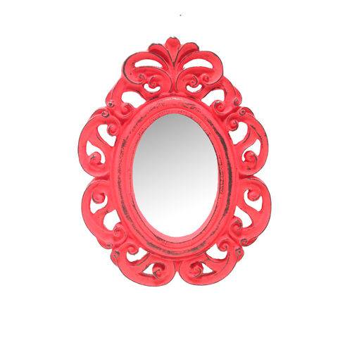 Tamanhos, Medidas e Dimensões do produto Espelho Itália Vermelho Provençal em Resina - Arte Retrô - 25x19 Cm.