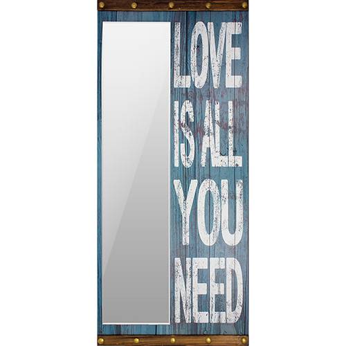 Tamanhos, Medidas e Dimensões do produto Espelho Love Is All You Need Moldura Madeira 200x90cm Azul - Oldway