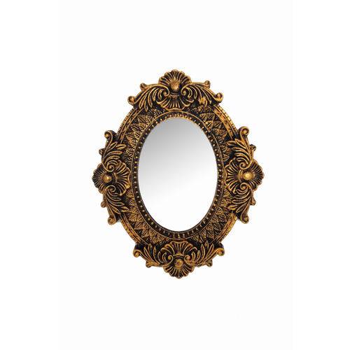 Tamanhos, Medidas e Dimensões do produto Espelho Nigéria Ouro Velho em Resina - Arte Retrô - 37x22 Cm.