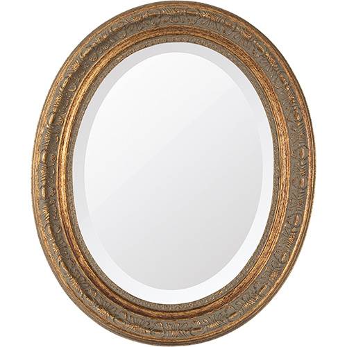 Tamanhos, Medidas e Dimensões do produto Espelho Oval Bisotê 26415 (41x50cm) Ouro Envelhecido - Ornamental Design
