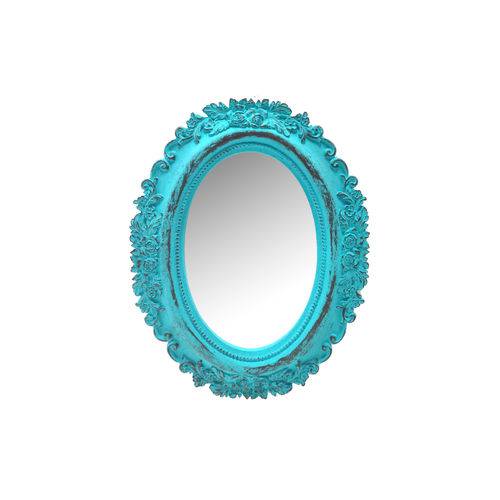 Tamanhos, Medidas e Dimensões do produto Espelho Panamá Azul Provençal em Resina - Arte Retrô - 20x16 Cm.