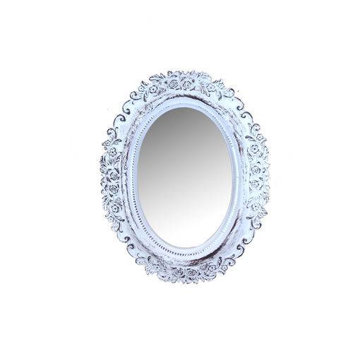 Tamanhos, Medidas e Dimensões do produto Espelho Panamá Branco Provençal em Resina - Arte Retrô - 20x16 Cm.