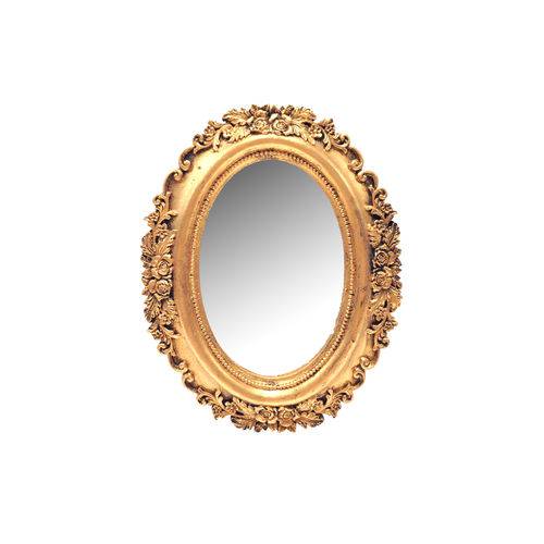 Tamanhos, Medidas e Dimensões do produto Espelho Panamá Ouro Velho em Resina - Arte Retrô - 20x16 Cm.