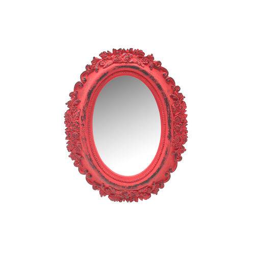 Tamanhos, Medidas e Dimensões do produto Espelho Panamá Vermelho Provençal em Resina - Arte Retrô - 20x16 Cm.