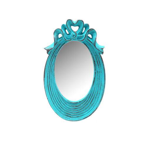 Tamanhos, Medidas e Dimensões do produto Espelho Suécia Azul Provençal em Resina - Arte Retrô - 23x14 Cm.