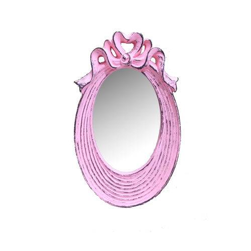Tamanhos, Medidas e Dimensões do produto Espelho Suécia Rosa Provençal em Resina - Arte Retrô - 23x14 Cm.