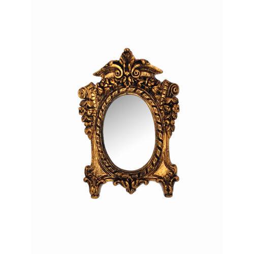 Tamanhos, Medidas e Dimensões do produto Espelho Ucrânia Ouro Velho em Resina - Arte Retrô - 28x19 Cm.