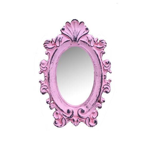 Tamanhos, Medidas e Dimensões do produto Espelho Zâmbia Rosa Provençal em Resina - Arte Retrô - 23x15 Cm.
