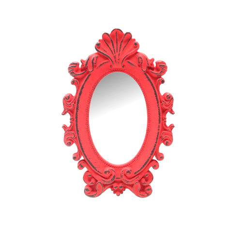 Tamanhos, Medidas e Dimensões do produto Espelho Zâmbia Vermelho Provençal em Resina - Arte Retrô - 23x15 Cm.