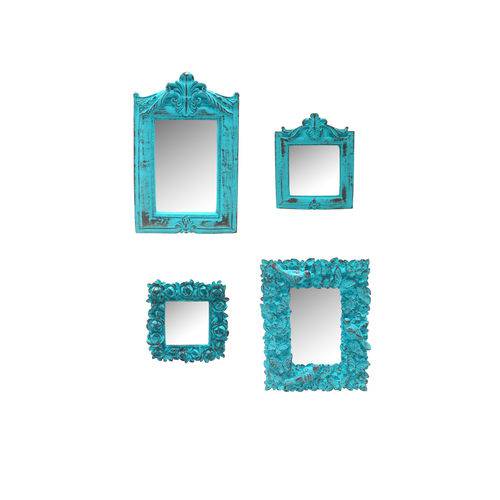 Tamanhos, Medidas e Dimensões do produto Espelhos Azul Provençal em Resina - Arte Retrô (KIT)