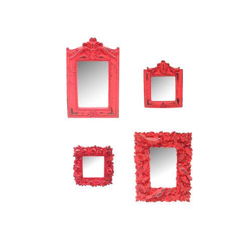 Tamanhos, Medidas e Dimensões do produto Espelhos Vermelho Provençal em Resina - Arte Retrô (KIT)