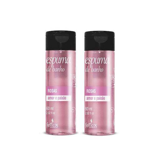 Tamanhos, Medidas e Dimensões do produto Espuma de Banho Rosas Amor e Paixão, Kit com 2 Unidades, 60 Ml Cada - Feitiços