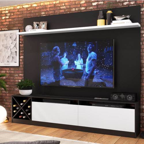 Tamanhos, Medidas e Dimensões do produto Estante Home para Tv 50'' com 2 Portas e Adega Quiditá Preto/branco