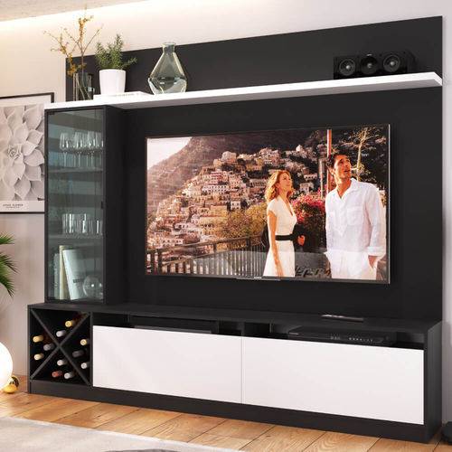 Tamanhos, Medidas e Dimensões do produto Estante Home para Tv 60'' com Porta de Vidro Quiditá Preto/branco