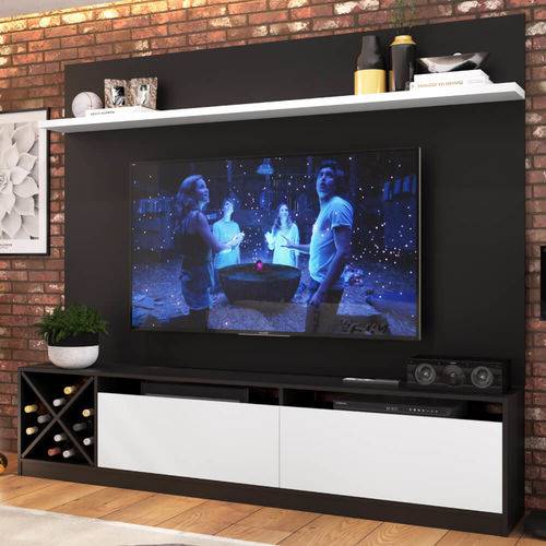 Tamanhos, Medidas e Dimensões do produto Estante Home para Tv 60'' com 2 Portas e Adega Quiditá Preto/branco