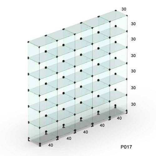 Tamanhos, Medidas e Dimensões do produto Estante Prateleira de Vidro Modulado 2,00 X 1,90 X 0,30 P/ Exposição de Produtos em Comércio.