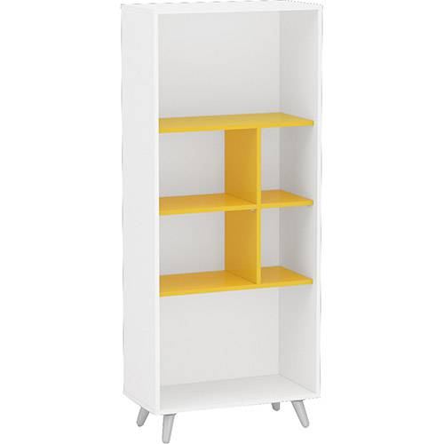 Tamanhos, Medidas e Dimensões do produto Estante Sidney 143,5cm Branco e Amarelo - Politorno Móveis