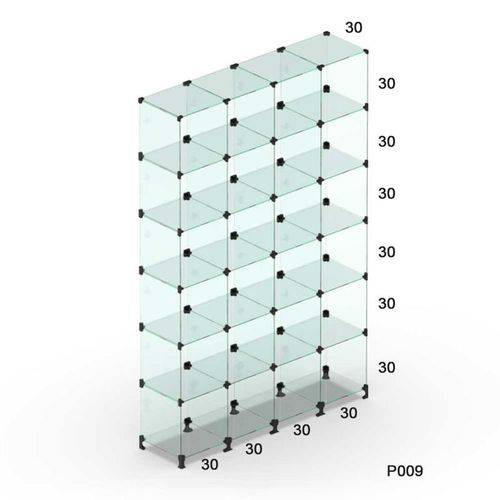 Tamanhos, Medidas e Dimensões do produto Estante Vitrine de Vidro Modulado 1,20 X 1,90 X 0,30 para Armarinhos.