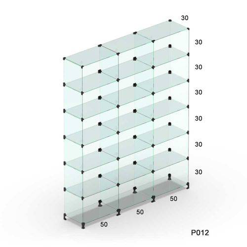 Tamanhos, Medidas e Dimensões do produto Estante Vitrine de Vidro Modulado para Loja e Comercio - 1,50 X 1,90 X 0,30 Metros