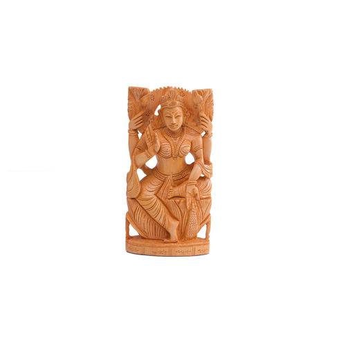 Tamanhos, Medidas e Dimensões do produto Estátua Lakshmi Madeira Clara Entalhada- ES0464 B