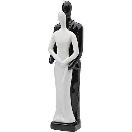 Tamanhos, Medidas e Dimensões do produto Estatueta Figurino de Casal Cerâmica Preta/Branca 30cm - Prestige
