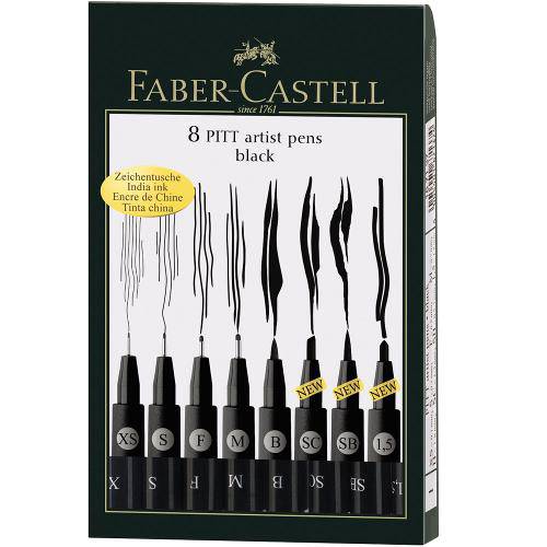 Tamanhos, Medidas e Dimensões do produto Estojo de Canetas Pitt Faber Castell Preta com 8 Tipos de Pontas - Ref 167137