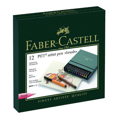 Tamanhos, Medidas e Dimensões do produto Estojo Faber Castell de Caneta Pitt Artist Pen com Ponta Pincel 12 Cores